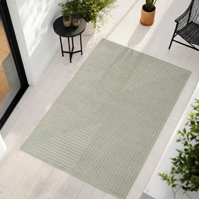 Produktbild von Carpetsale24 Outdoor Teppich, Modern Boho Design, 3D Effekt, Robust und UV-Beständig, ideal für Terrasse Wohnzimmer & Küche, Grösse: 240x340 cm