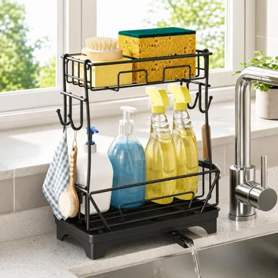 Spoelbakorganizer 2 Ebenen, schwarz, 22x12x26,5 cm