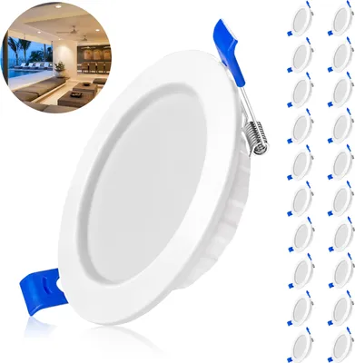 Produktbild von LARS360 20x 5W Led Einbaustrahler Flach 230VEinbauleuchte LED Spots 450lm Einbauleuchten, Deckenstrahler IP21 für Wohnzimmer, Schlafzimmer, Flur, 20er Set, Warmweiß 2700-3200K