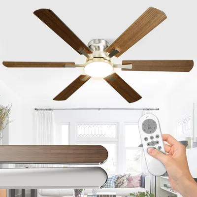 Image de Ventilateur de plafond avec éclairage et télécommande - 132 cm - Silencieux - Lumière réglable