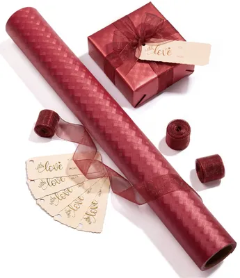 Productafbeelding van Rood Geschenkpapier met Lint en Cadeaulabels