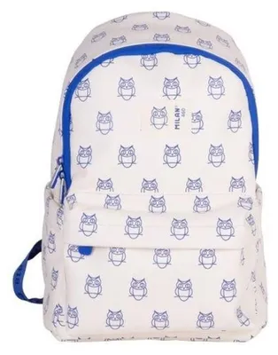 Immagine prodotto di Zaino scolastico MILAN beige con motivo a gufi, 9,5 l