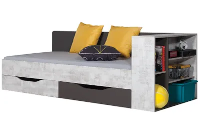 Produktbild von Furniture24 Bett 90X200 Cm Tablo Ta12 Mit 2 Schubladen Regal Und Taschenfederkernmatratze