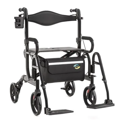 Produktbild von Helavo 2 in 1 Rollator & Rollstuhl in Einem - Faltbarer Rollator mit Fußstützen