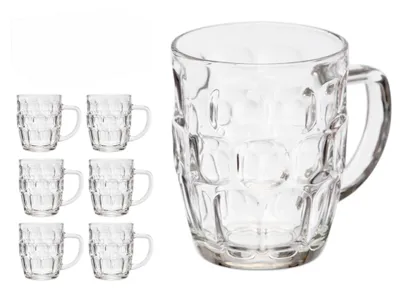 6 Bierkrüge aus Glas, 520 ml, transparent, spülmaschinenfest