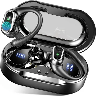 Imagen del producto de Auriculares Bluetooth 2026 con cancelación de ruido ENC, micrófono, clasificación IP7 (resistente al agua), auriculares LED, ideales para trabajo y estudio