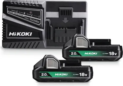 Immagine prodotto di Set HiKOKI con 2 batterie ricaricabili da 18 V BSL1820M (2 Ah) e caricabatterie da 18 V UC18YFSL