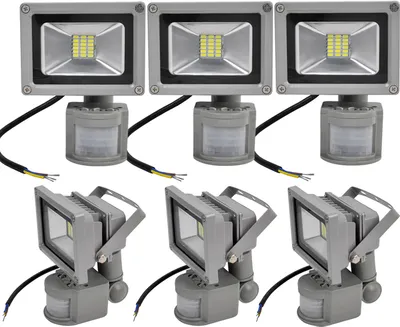 Produktbild von Greenmigo 6x 20W Fluter mit Bewegungsmelder Strahler Kaltweiß Silbergrau Aluminium Gehäuse IP65 Wasserdicht LED Lampe Wandleuchter Flulicht Flutbeleuchtung LED Gartenlampe Außenstahler