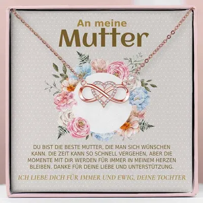 Image de À ma mère - Collier femme en or rose avec cristaux zirconium avec boîte cadeau - CALI_LOVEHEART