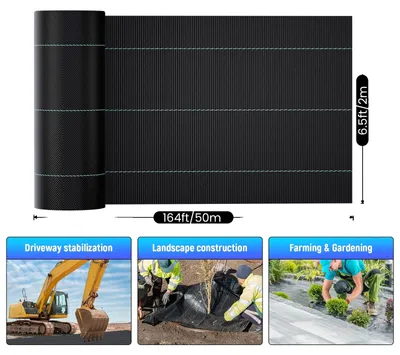 Produktbild von Unkrautschutz, UV-beständig, strapazierfähiges gewebtes Polypropylen, Rasenmatte-2x50M