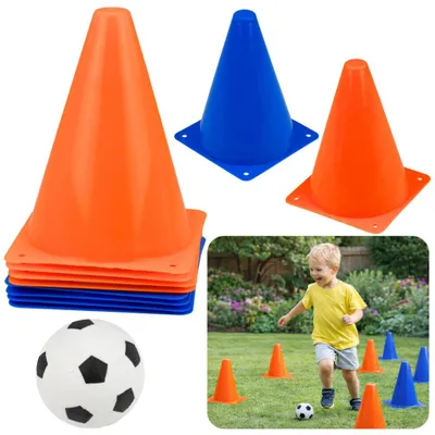 Immagine prodotto di Set di coni da allenamento con pallina, blu-arancione, 8 pezzi.