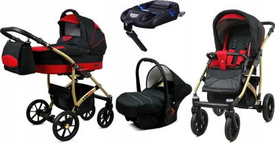 Image de BabyLux® Largo | 4in1 Set | Black Red | Poussette combinée | Isofix-B