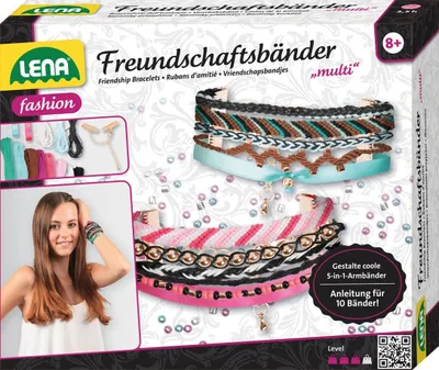 Image de set de bracelets d'amitié fille 20 cm coton rose / bleu