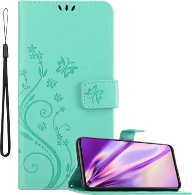 Produktbild von Cadorabo Hülle für Realme GT Master Schutz Hülle in Türkis Schutzhülle Handy Hülle Etui Case Blumen Flower