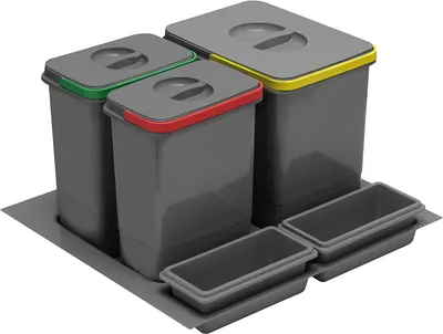 Produktbild von Abfallsammler MULTINO 600 1x15L + 2x7L + 2 Aufbewahrungsfächer, Anthrazit
