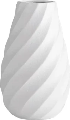 Zdjęcie produktu dla Biały ceramiczny wazon na kwiaty z zakręconym wzorem, nowoczesna minimalistyczna dekoracja do domu, salonu lub biura - 20 cm