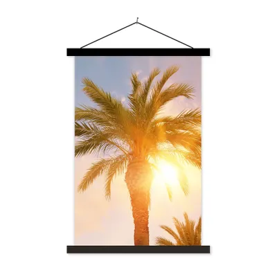 Produktbild von MuchoWow® Textilposter Palme - Sommer - Sonne - Tropisch 60x90 cm mit schwarzem Rahmen - Poster Wohnzimmer