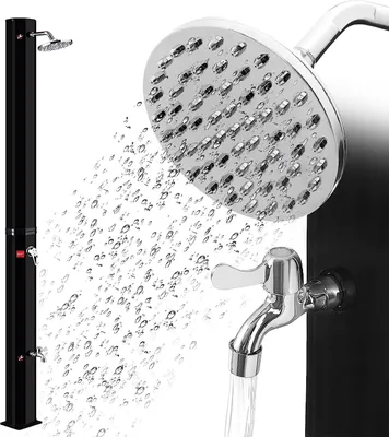 Produktbild von Solární sprcha 35 litrů Solární zahradní sprcha Camping 217 cm Voda max. 60 °C s nožní sprchou a dešťovou sprchovou hlavicí Vhodná pro standardní zahradní hadice - černá CEEDIR