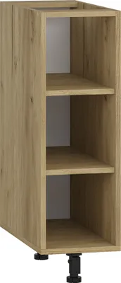 A tall, narrow cabinet with three shelves, shown from the front.