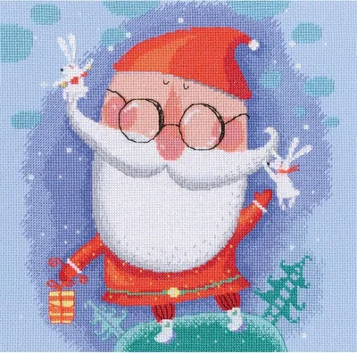 Productafbeelding van RTO Kruisstikset "Vrolijke Kerstman" M647, telpatroon, 24,5 x 25,5 cm