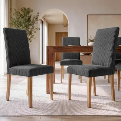 Produktbild von riess-ambiente Stuhl GENUA grau natur Cord Massivholz-Beine Esszimmerstuhl