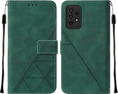 Produktbild von Galaxy A33 5G Hülle, Schlank Prägung Flip Leder Kartenfächer Schutzhülle mit Ständer für Samsung Galaxy A33 5G Grün