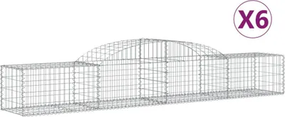 Productafbeelding van vidaXL Gabionen met boogvorm, 6 stuks, 300x50x40/60 cm, verzinkt staal
