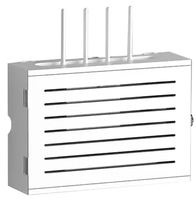 Produktbild von Routerregal aus Holz, Aufbewahrungsbox für WLAN-Router, Wandmontage, WLAN-Box, dekorative Wanddekoration, weißes Regal für Kabelmanagement
