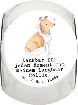 Produktbild von Mr. & Mrs. Panda Dose Langhaar Collie Moment L 870ml - Weiß - Geschenk, Keksdose, glasbehälter, leckerlidose, Vorratsbehälter, Dekoglas, Britischer Hütehund