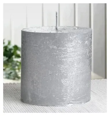 Produktbild von Rustikale Stumpenkerze, 10 x 10 cm Ø, silber-metallic