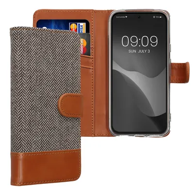 Imagen del producto de kwmobile KWM000020LC001C, Funda tipo cartera, para Google Pixel 8a, color marrón, con detalles en gris claro