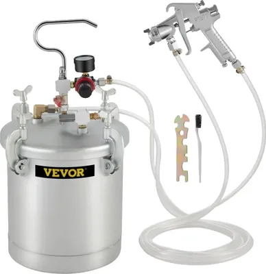 Zdjęcie produktu dla Urządzenie do lakierowania ciśnieniowego VEVOR, pojemność 10 l, ciśnienie robocze 45–60 psi, szerokość natrysku 7,1–9,1 cala