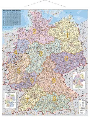Produktbild von Postleitzahlen-Karte Deutschland 1 : 750 000. Wandkarte Grossformat mit Metallstäben