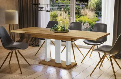 Immagine prodotto di Tavolo da pranzo Endo-Moebel "Appia White" 130cm - 210cm tavolo a colonna allungabile tavolo da cucina (rovere Artisan)