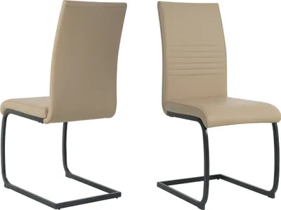 Produktbild von Möbilia Freischwinger-Stuhl 2er Set | Kunstleder | Freischwingergestell | B 42 x T 59 x H 97 cm | taupe – schwarz | 21020060 | Serie STUHL