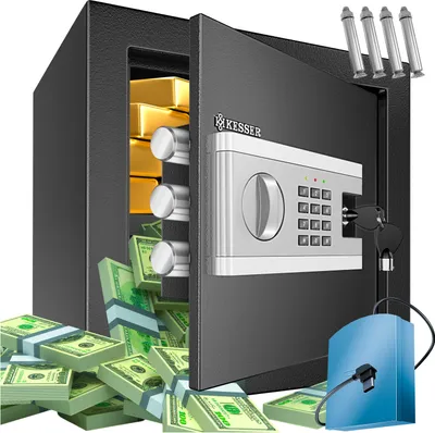 Produktbild von KESSER® Elektr. Tresor | Inkl. Batteriebox | Elektronischer Safe | 3x Doppelbolzenverriegelung | Boden Wandtresor | Möbeltresor | Innenbeleuchtung | Panzerschrank Zahlenschloss