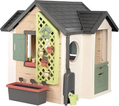 Produktbild von Spielhaus für Kinder, Smoby Life Gartenhaus, Gärtner-Thema, mit Pflanzkasten, Rankgitter, Vogelhaus, Wassersammler, ab 2 Jahren