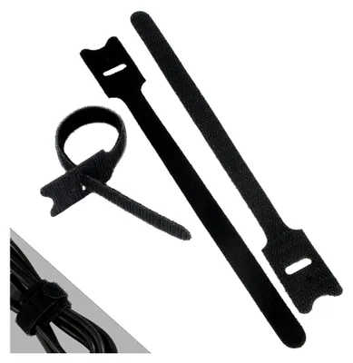 Produktbild von Klett Kabelbinder schwarz 12 mm x 200 mm in verschiedenen Verpackungseinheiten / 5 Stück