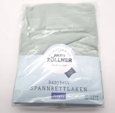 Produktbild von Julius Zöllner Jersey Spannbettlaken für Baby- & Kinderbett, 100% Jersey-Baumwolle,  Standard 100 , Größe: 60x120cm / 70x140cm, 1er Pack, salbei Einerpack Salbei
