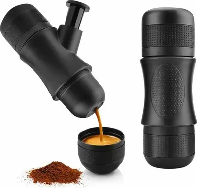 Tragbare Espressomaschine, Mini-Reisekaffeemaschine mit manueller Bedienung, extra kleine Reisekaffeemaschine, handbetrieben, kompatibel mit gemahlenem Kaffee