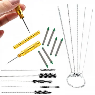 Immagine prodotto di Rosfix Set di Aghi e Spazzole per la Pulizia per Pistole a Spruzzo per Vernice – 5 Spazzole Metalliche, 5 Aghi, 6 Filtri da 30 Maglie | Precisione