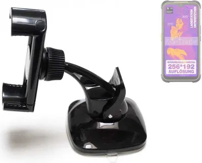 Produktbild von K-S-Trade kompakte Handy-Halterung Windschutzscheibe kompatibel mit AGM Glory G1S Armaturenbrett schwarz Autohalterung KFZ Halter Scheiben-Halterung