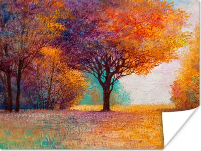 Produktbild von MuchoWow® Poster Ölgemälde - Baum - Farben 160x120 cm - Foto Plakat