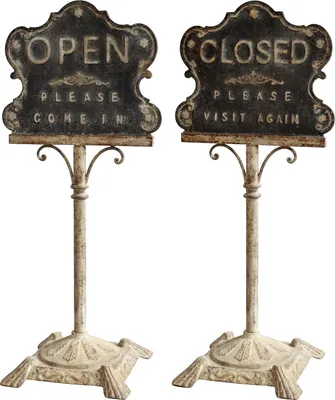 Produktbild von Chic Antique Schild Open / Closed auf Ständer 112 cm Metall Vintage Deko