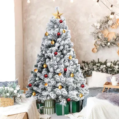 Produktbild von Bettizia 150cm Künstlicher Weihnachtsbaum mit Schnee inkl. 550 Spitzen PVC Nadeln, Metallständer, Tannenbaum, Christbaum