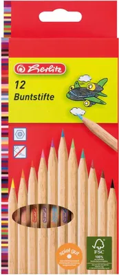 Productafbeelding van Herlitz kleurpotloden, doos met 12 stuks, natuurhout