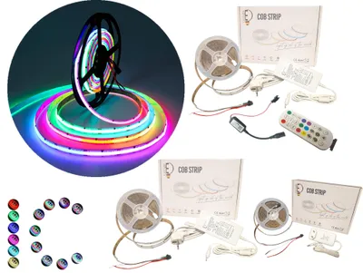 Produktbild von 25 Meter COB RGBIC LED Strip Set. 24V, Dimmbar, 576 LEDs/M, selbstklebend Led Band, APP Steuerbar, Bluetooth, Dreamcolor LED Streifen, RGB IC