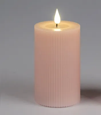 Produktbild von LED Kerze STREIFEN H. 12,5cm D. 7,5cm rosa mit Timer Formano