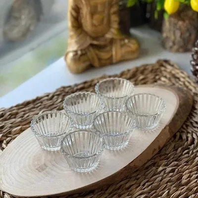 6 Mini-Glasschalen, Kristallschliff, 40 ml, spülmaschinenfest