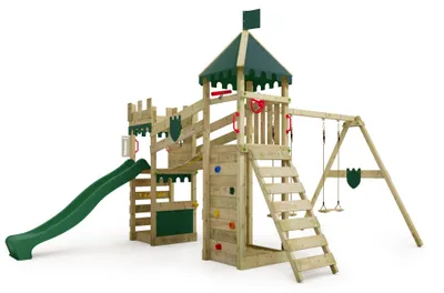 Immagine prodotto di Torre giochi Fatmoose RiverRun Royal XXL con altalena e scivolo, colore verde